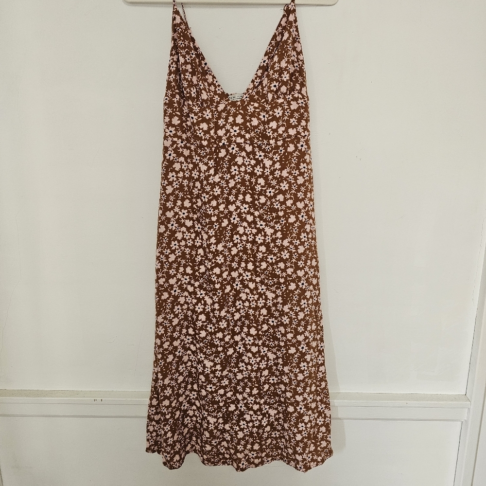 Dress Forum Brown and White Spaghetti Strap Sundress